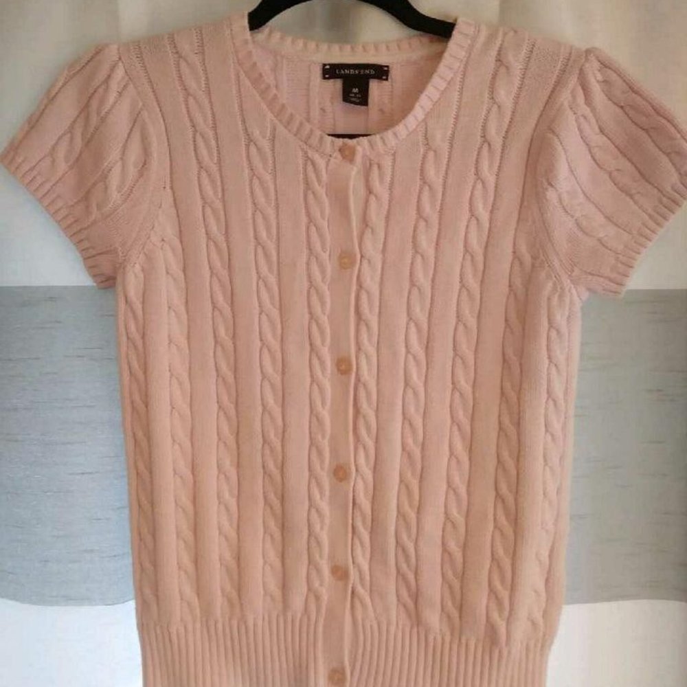 Land's End Girls Cardigan - Size 10-12 - Pale Pink